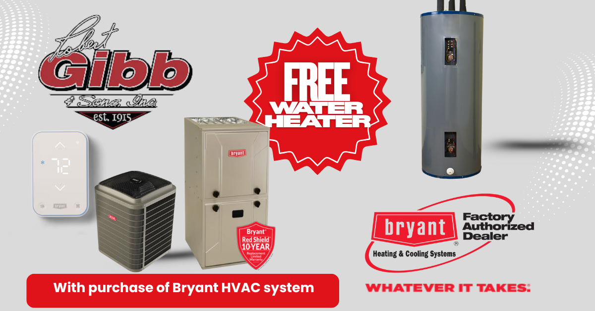Free Water Heater with Purchase of Byrant HVAC System