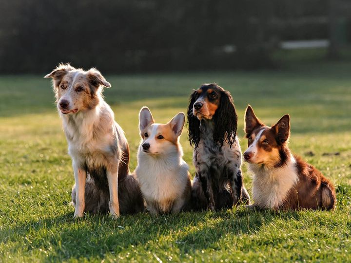 Four Dogs Sitting at the Park — Coffs Coast Pet Services in Coffs Harbour, NSW