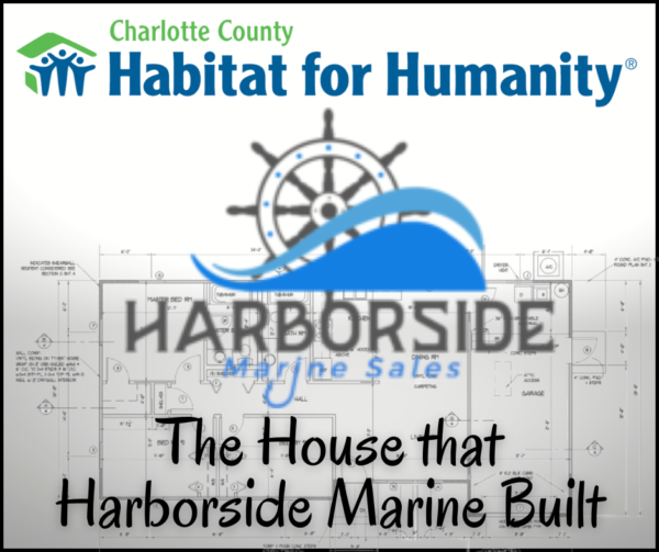 Charlotte County Habitat for Humanity logo with Harborside Marine sales logo on house plans: 