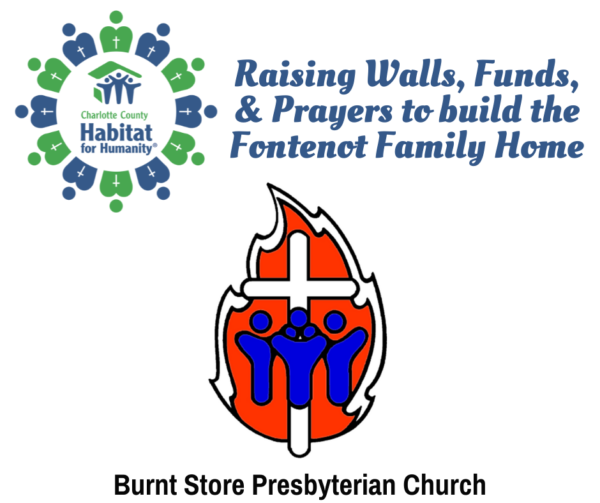 Logos for Charlotte County Habitat for Humanity and Burnt Store Presbyterian Church fundraising for a family home.