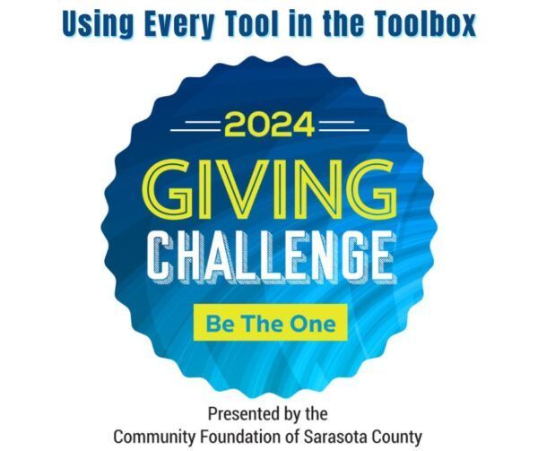 2024 Giving Challenge logo: blue and yellow badge with text 