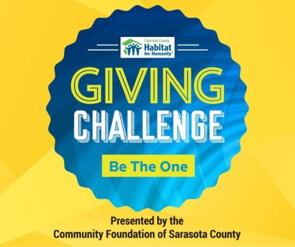 Giving Challenge logo: blue and yellow, Habitat for Humanity, 