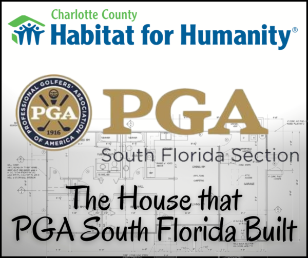 Charlotte County Habitat for Humanity and PGA South Florida partnership. Text reads: 