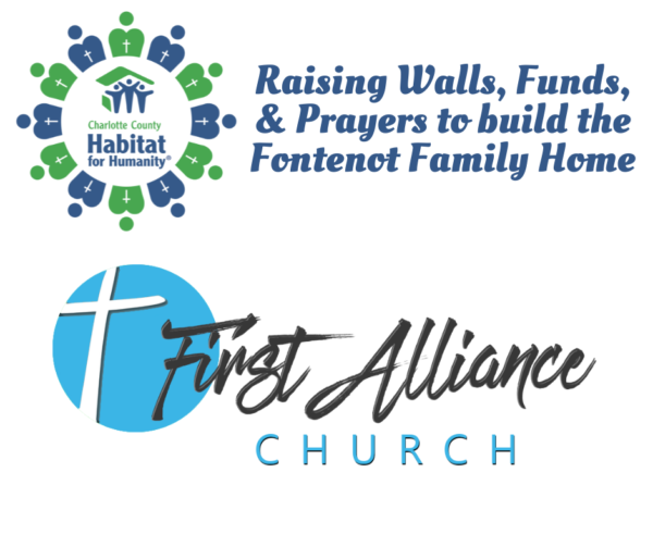 Logos for Orange County Habitat for Humanity and First Alliance Church, promoting a home-building project.