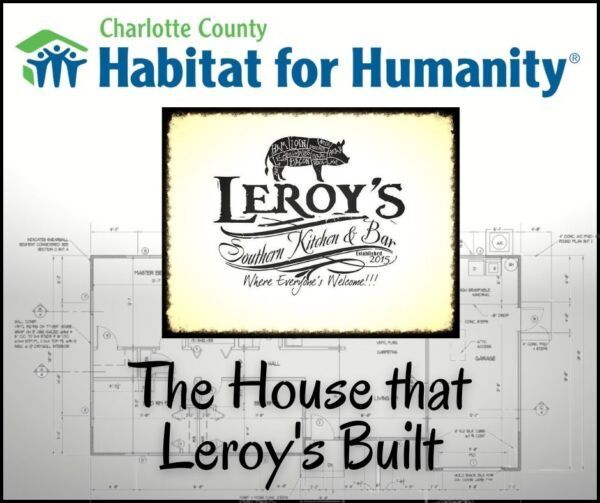 Habitat for Humanity logo with Leroy's Southern Kitchen logo in center; 