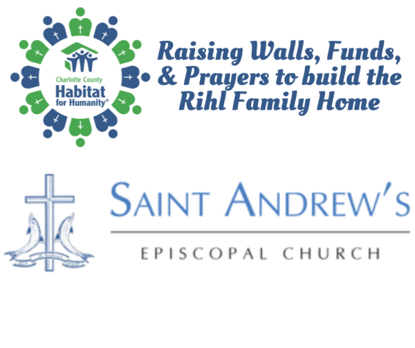 Logos of Habitat for Humanity and Saint Andrew's Episcopal Church; fundraising to build a family home.