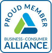 A blue, green, and white Business Consumer Alliance 