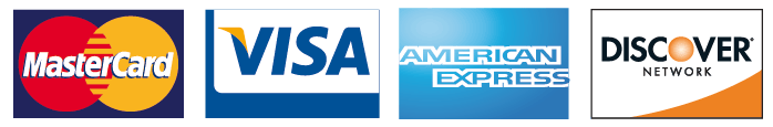 PayPal logo above the logos for MasterCard, Visa, American Express, and Discover Network.