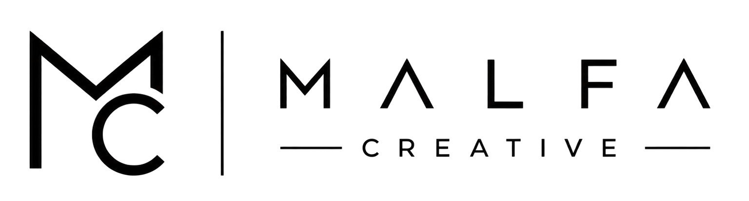 M and C monogram logo beside the words &ldquo;MALFA CREATIVE&rdquo; in black and gray on white