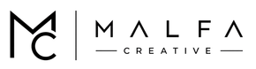 M and C monogram logo beside the words “MALFA CREATIVE” in black and gray on white