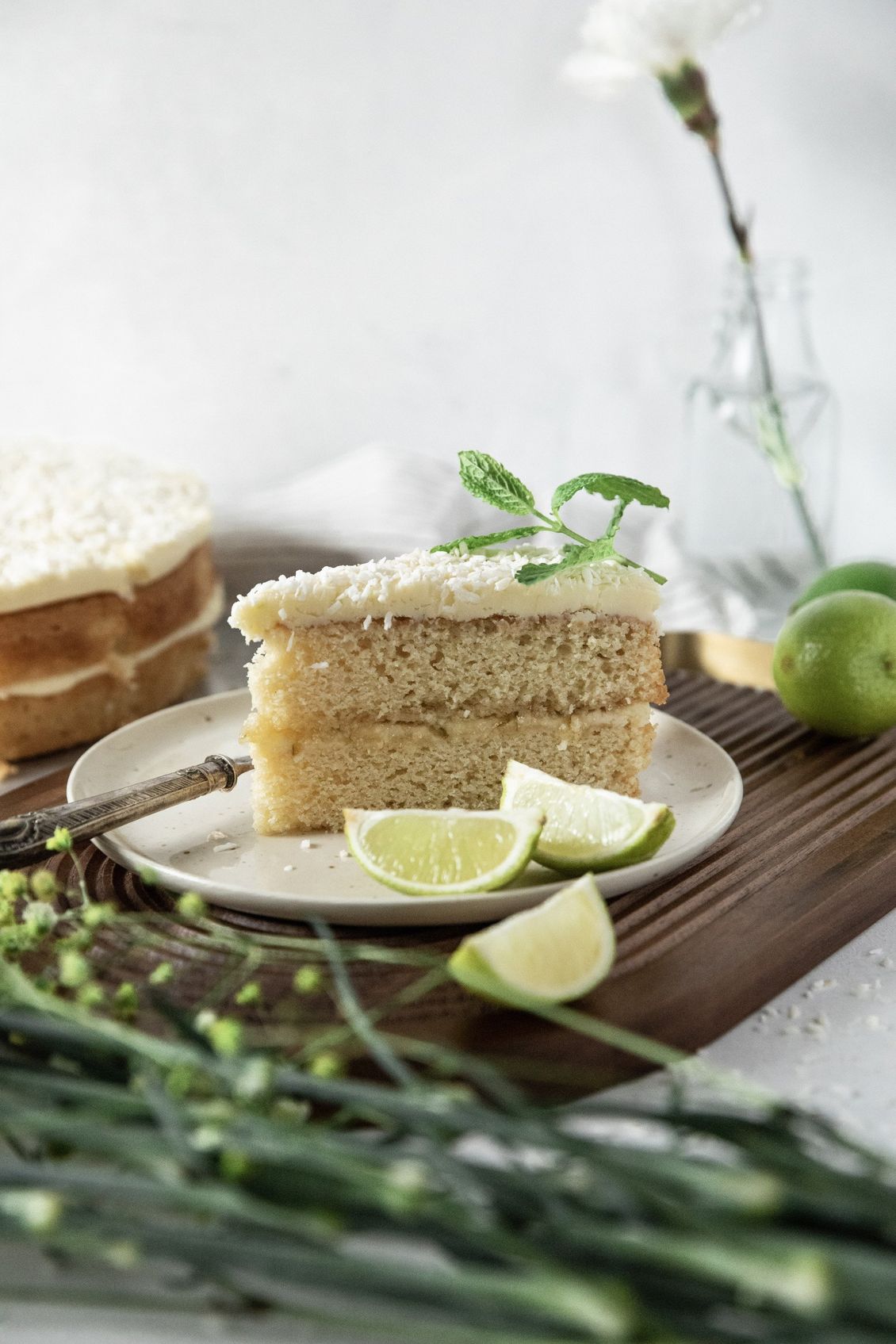 dessert on plate with lime