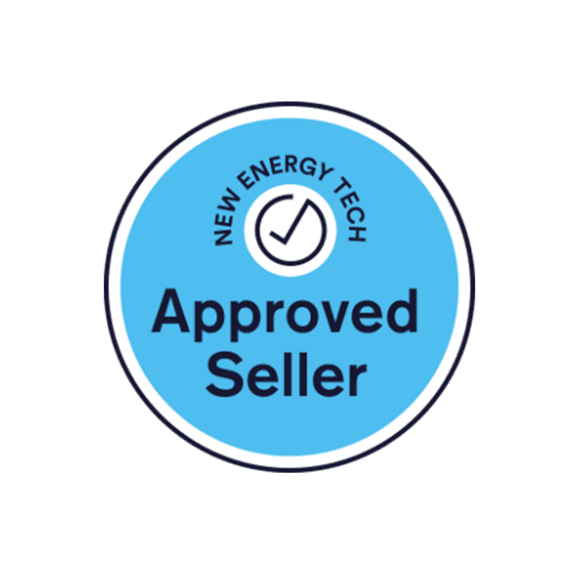 A blue circle that says approved seller on it