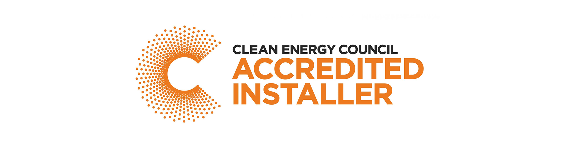 A clean energy council accredited installer logo on a white background