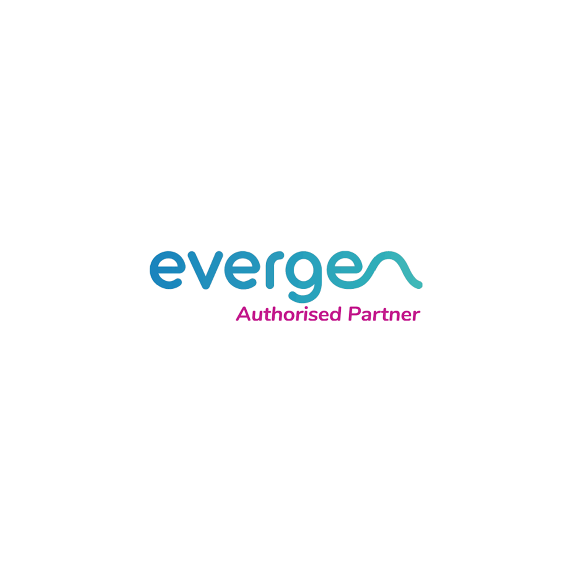 The evergreen logo is a blue and pink logo on a white background.