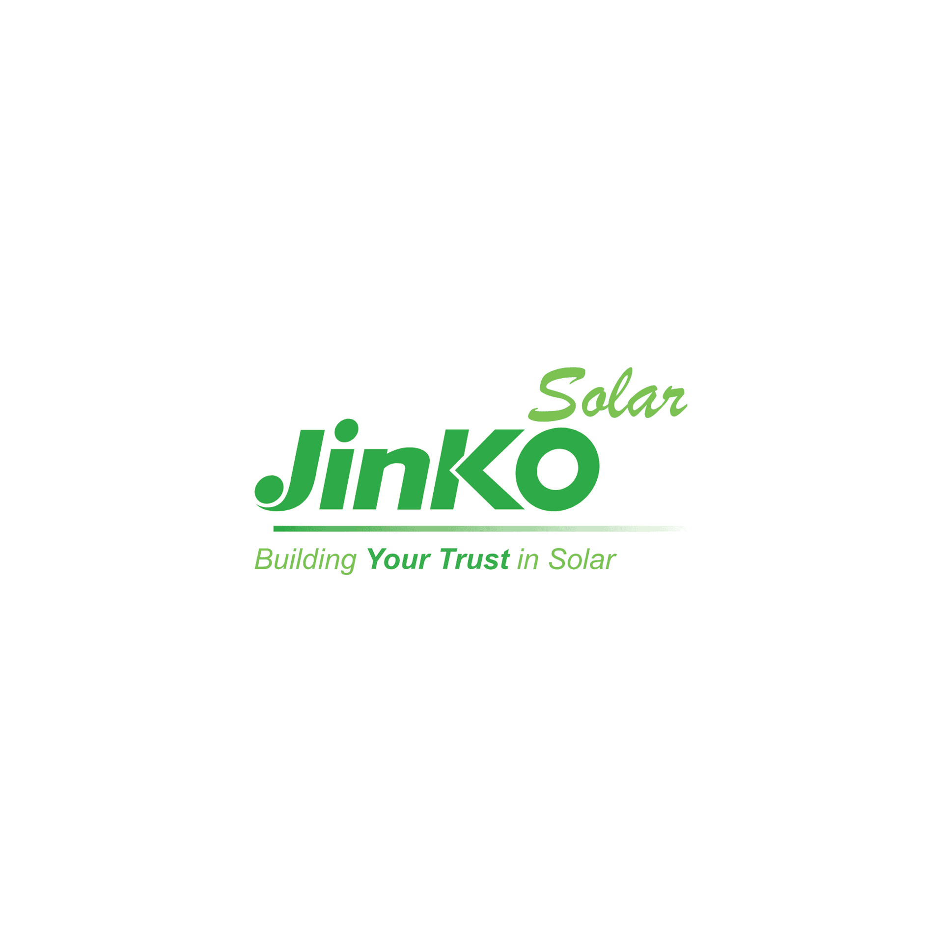 The logo for jinko solar is green and white and says `` building your trust in solar ''.