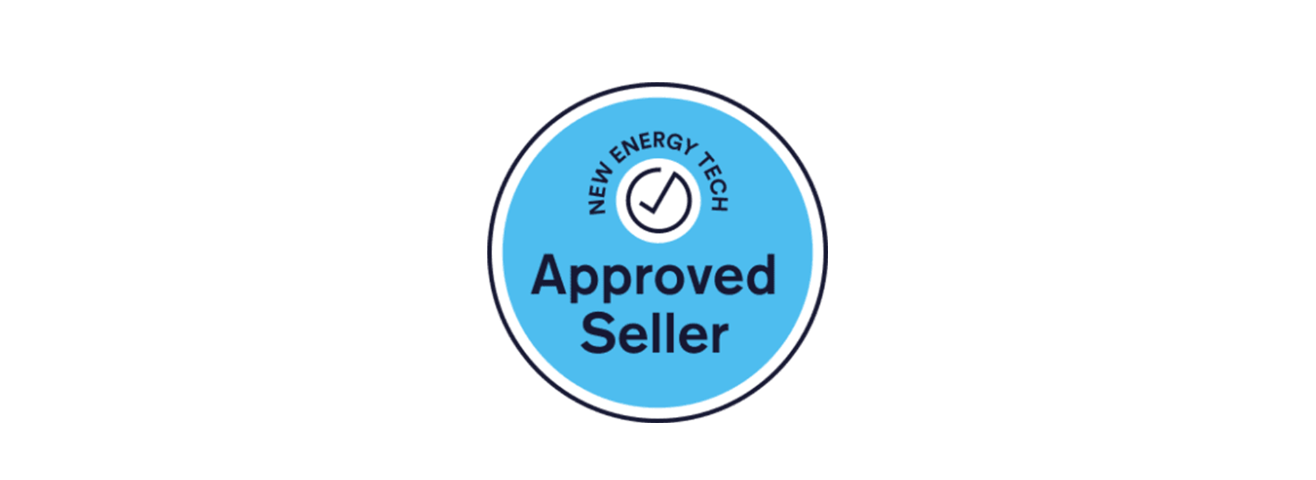 A blue circle with the words approved seller on it
