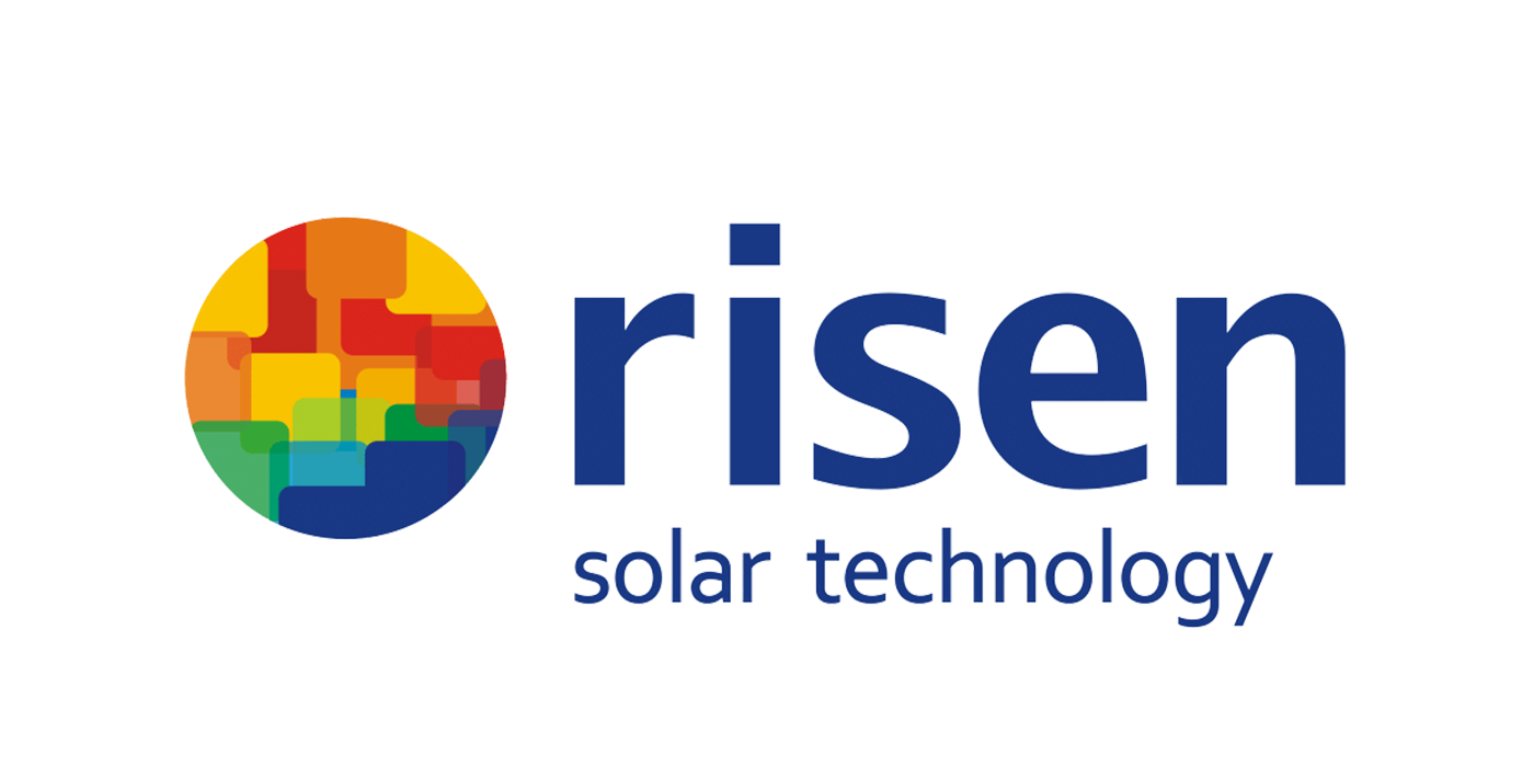 The logo for risen solar technology has a colorful circle in the middle.