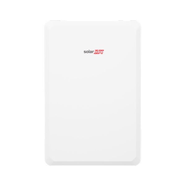 A white box with a red logo on it on a white background.
