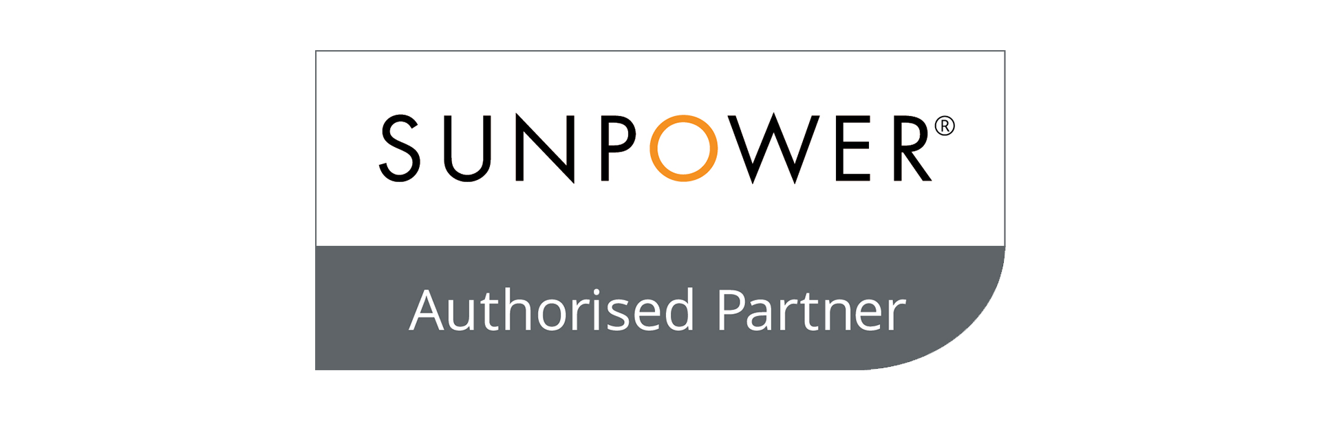 A sunpower authorised partner logo on a white background