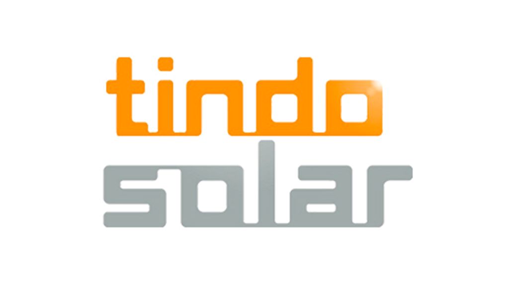 The logo for tindo solar is orange and gray