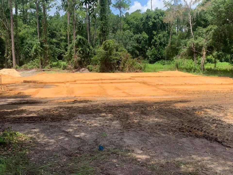 There is a lot of dirt in the middle of the woods.