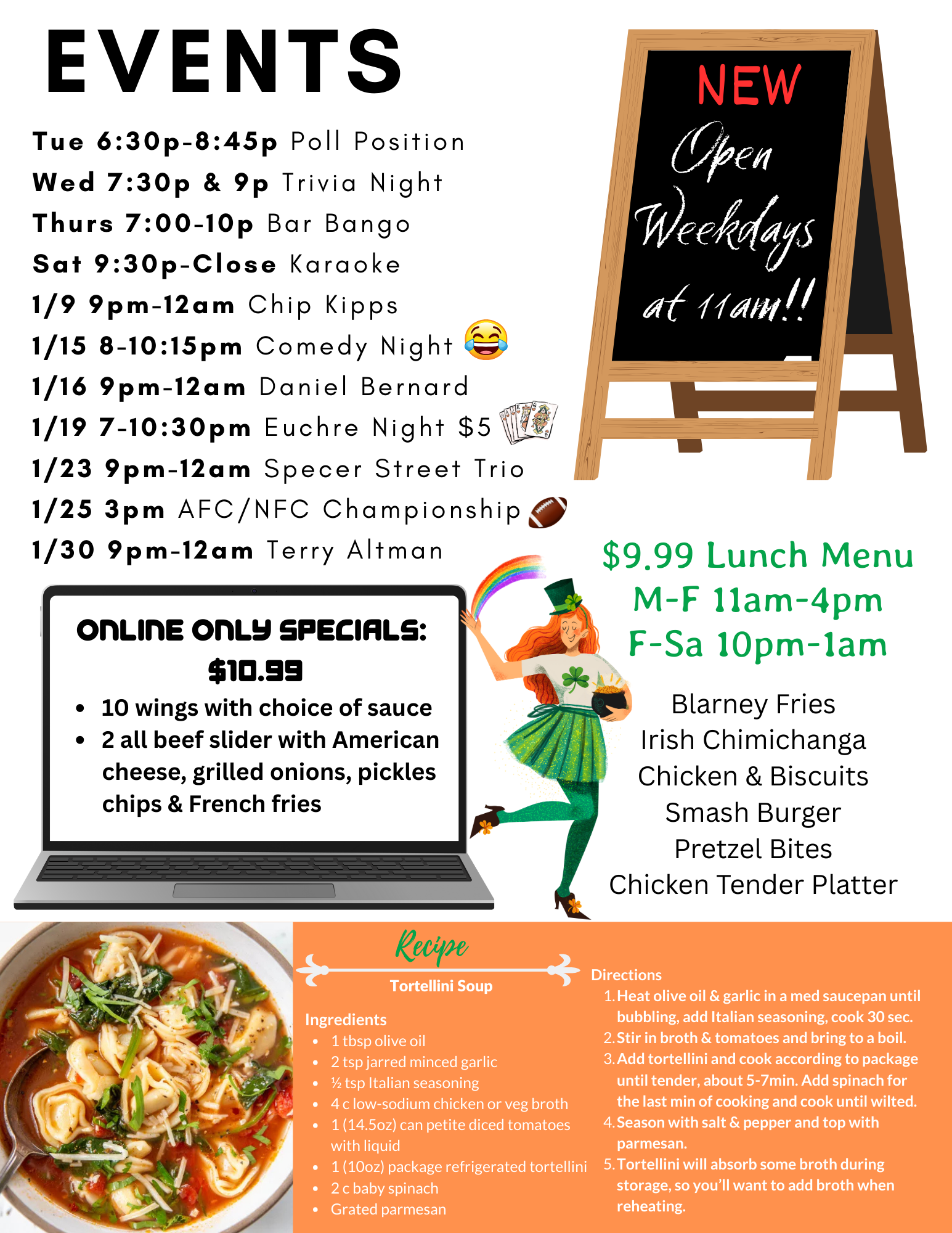 Events and monthly recipe