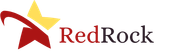 A red rock logo with a yellow star on a white background