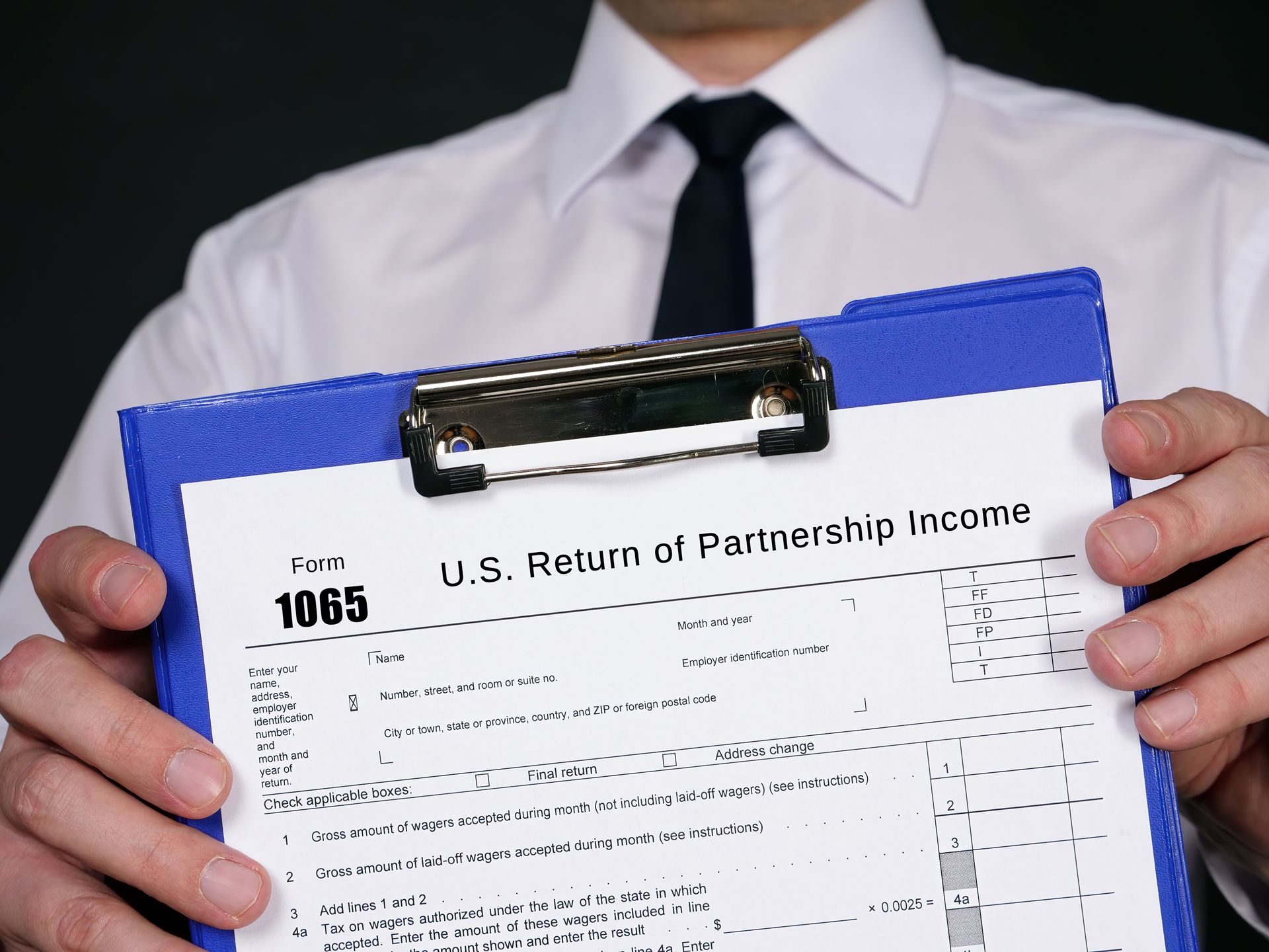 Clipboard With a U.S. Return of Partnership Income Form