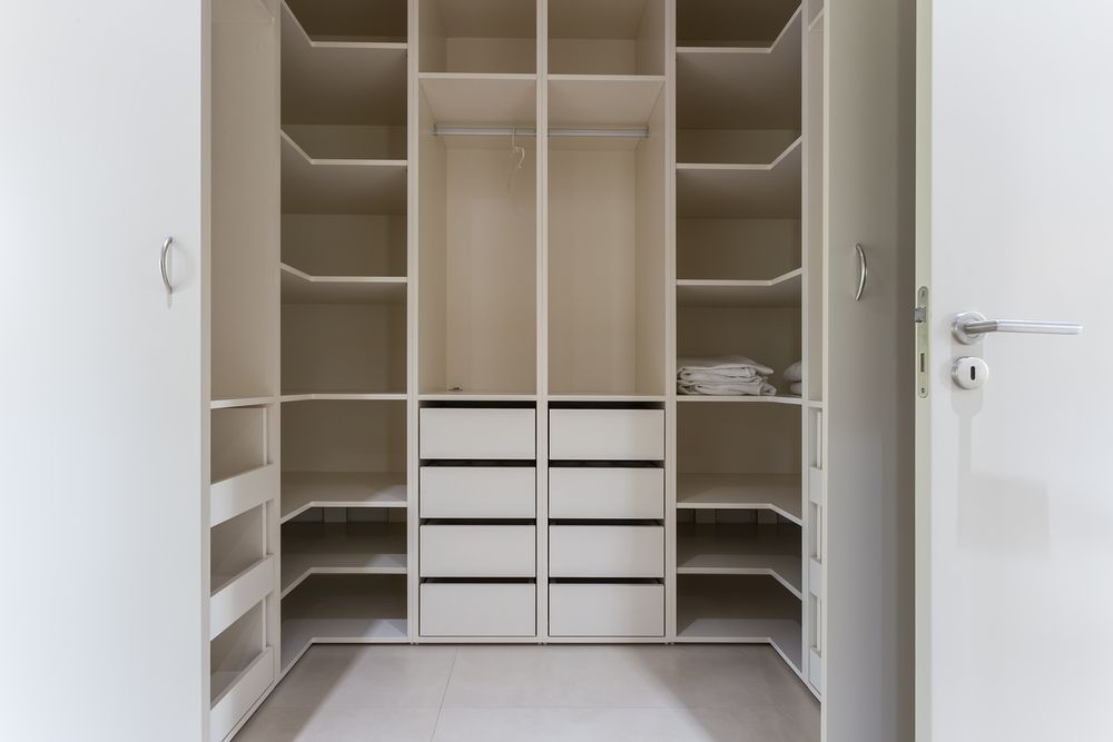 It is a Walk in Closet With Lots of Shelves and Drawers — Pacific Cabinets In Yamba, NSW