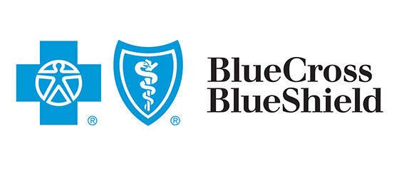 Blue Cross Blue Shield logo with cross symbol and caduceus shield.
