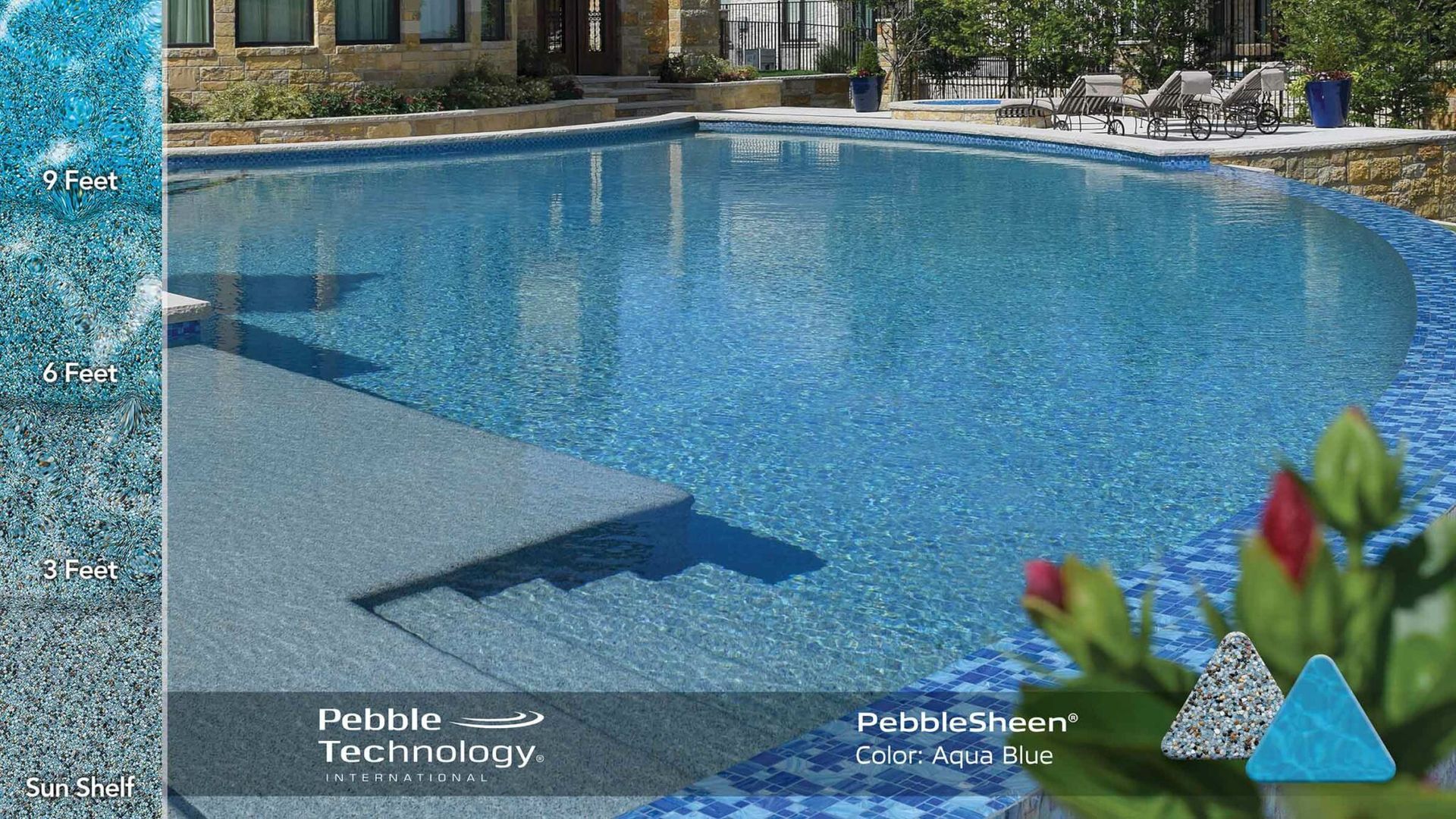 pebble sheen pool finish aqua blue