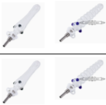 Two-panel dental tool showing straight and angled positions with blue controls.