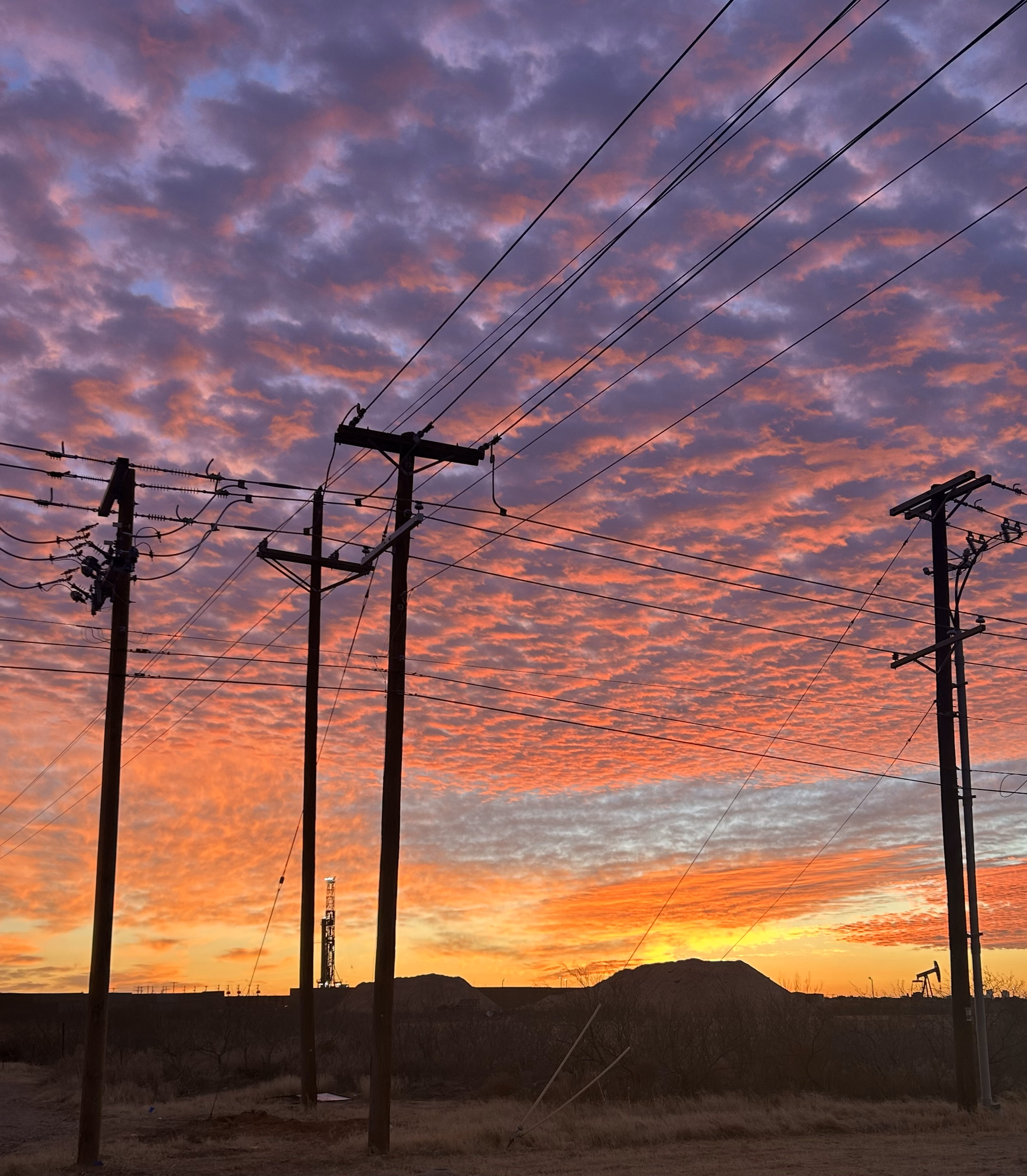Power lines at sunrise