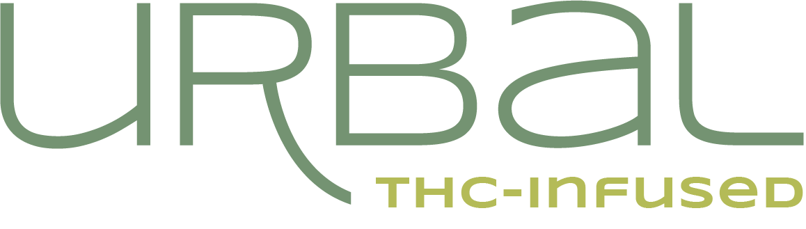 Logo for Urbal, a THC-infused product, in green text on a white background.