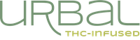 Logo for Urbal, a THC-infused product, in green text on a white background.