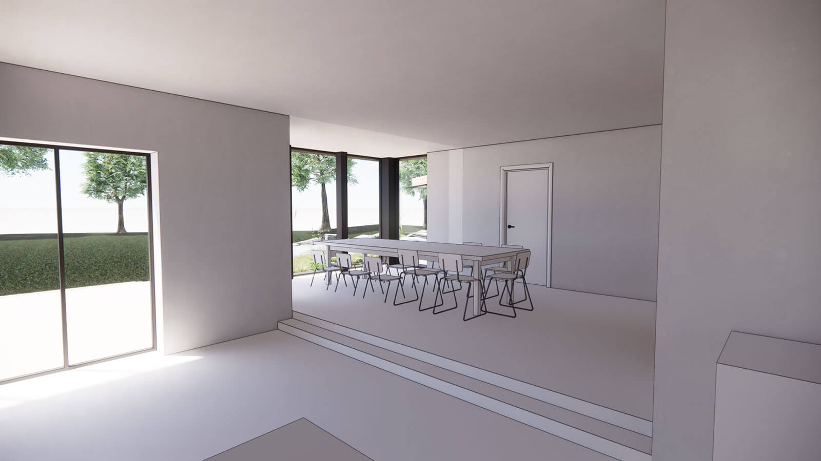 Office outbuilding interior space