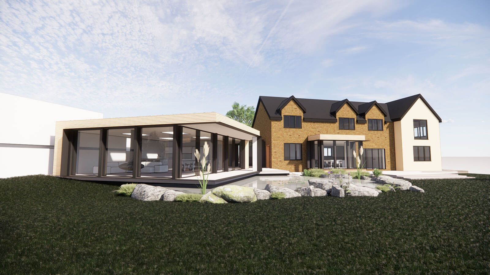 architectural visualisation of home extension and new build  by GPW Architects in East Midlands