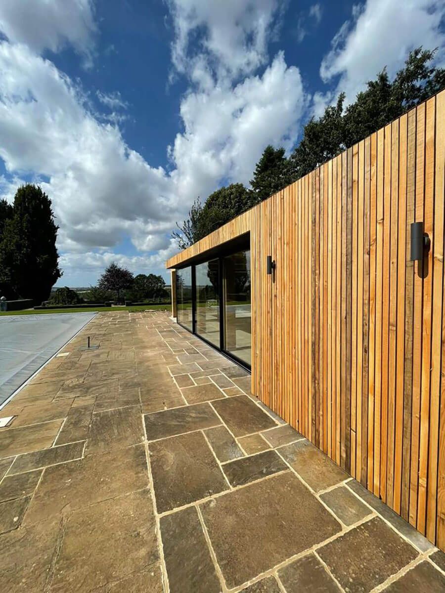 Timber cladding to pool house