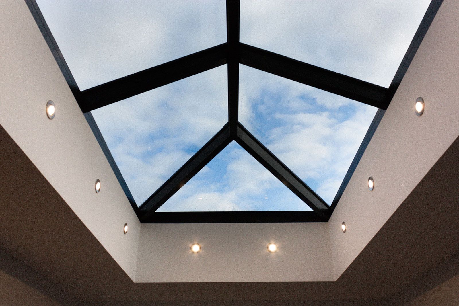 Large roof light in house extension