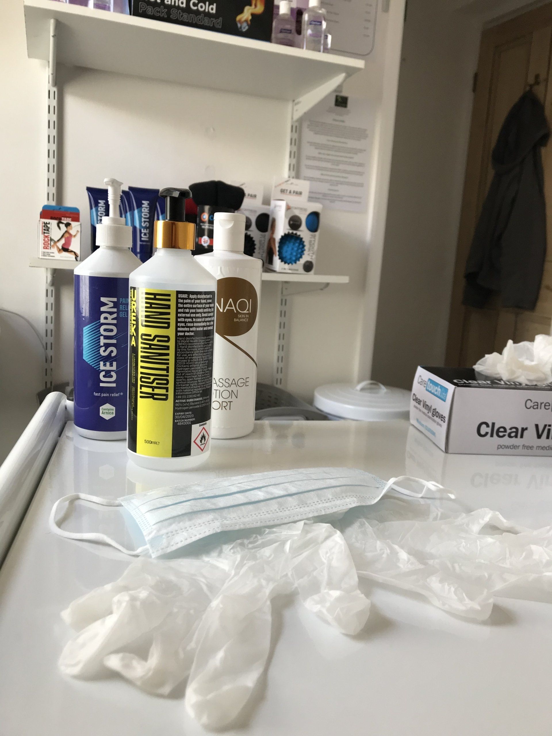 COVID-19 Chelsmford injury clinic PPE and safety measures for safe treatment for pain and injury