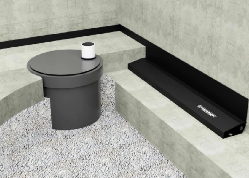 A black table with a cup on top of it