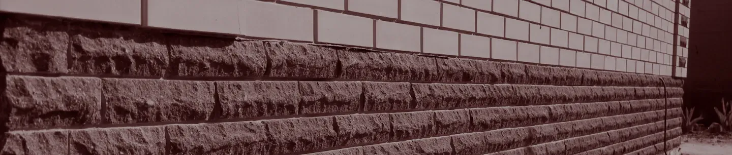 A black and white photo of a brick wall.