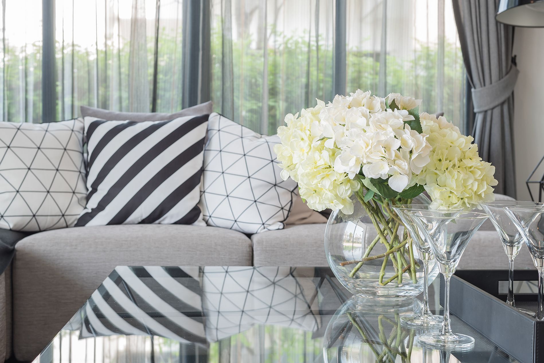 modern living room vase flower on
