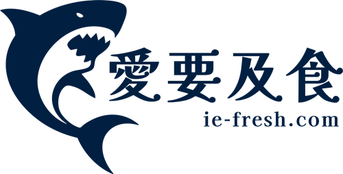 海軍藍鯊魚標誌，帶有中文字元和“ie-fresh.com”。