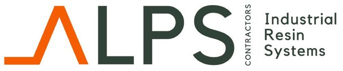 Alps Contractors ALPS industrial contractors logo with orange and dark green text.