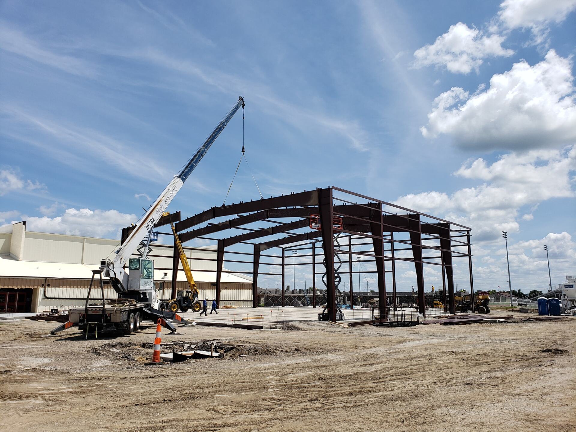 Crane On A Metal Building Construction – Wichita, KS – ORC Metal Building Erectors