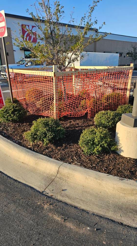 Shrub and planter installation with irrigation system at commercial property in Plant City, FL