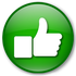 A green button with a thumbs up sign on it