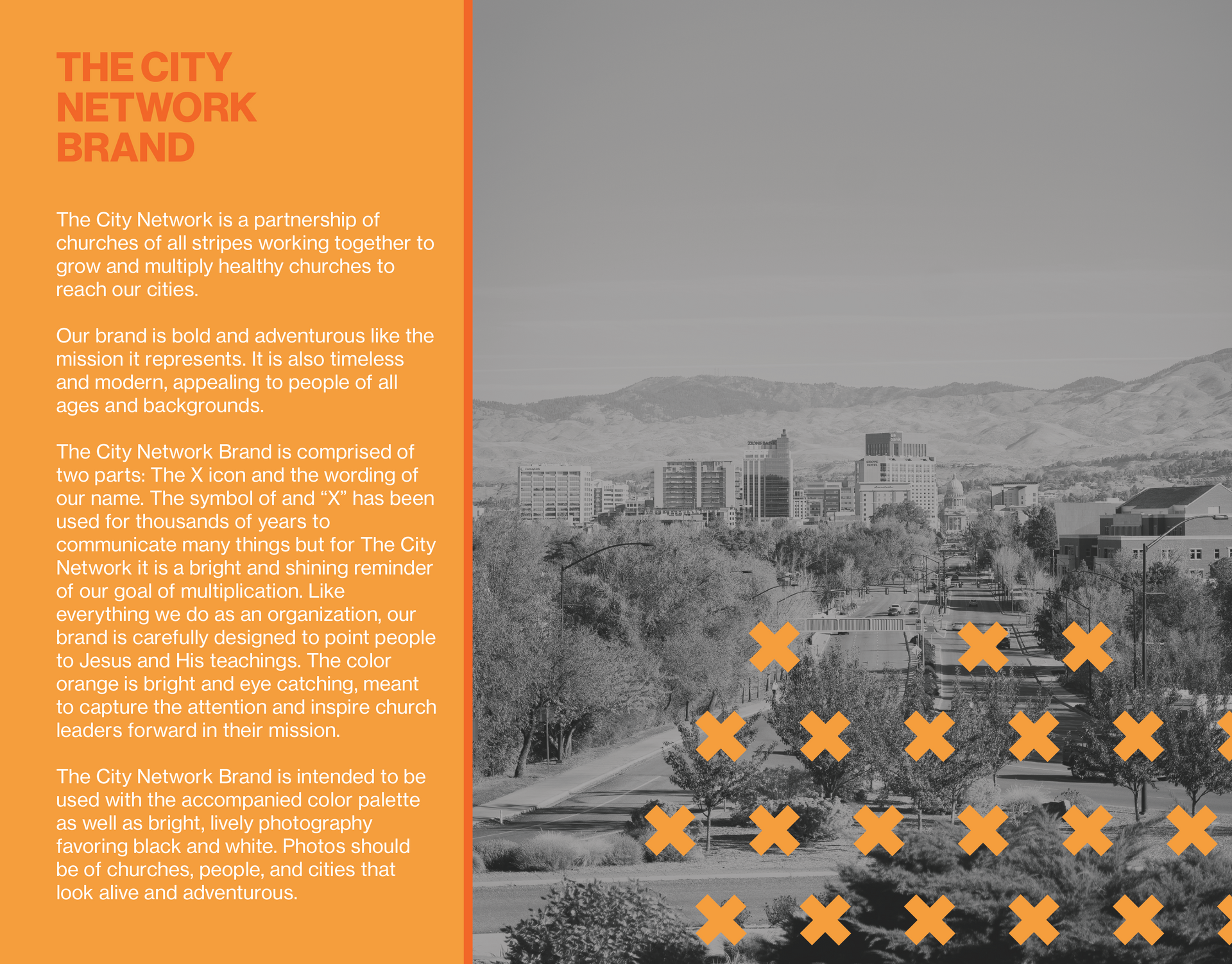 An advertisement for the city network brand with a picture of a city