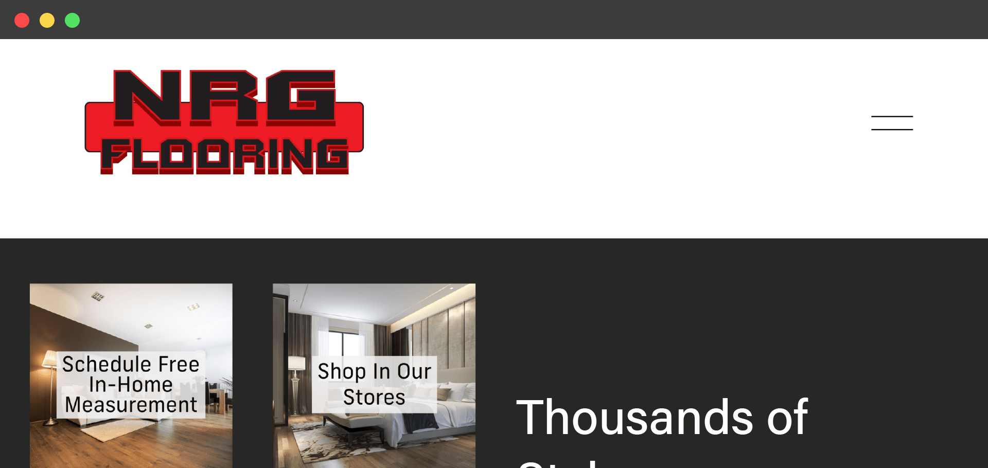 A screenshot of the website for nrg flooring.
